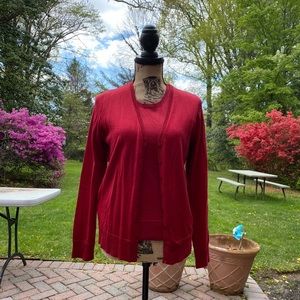 Ann Taylor 2 piece red wool top set